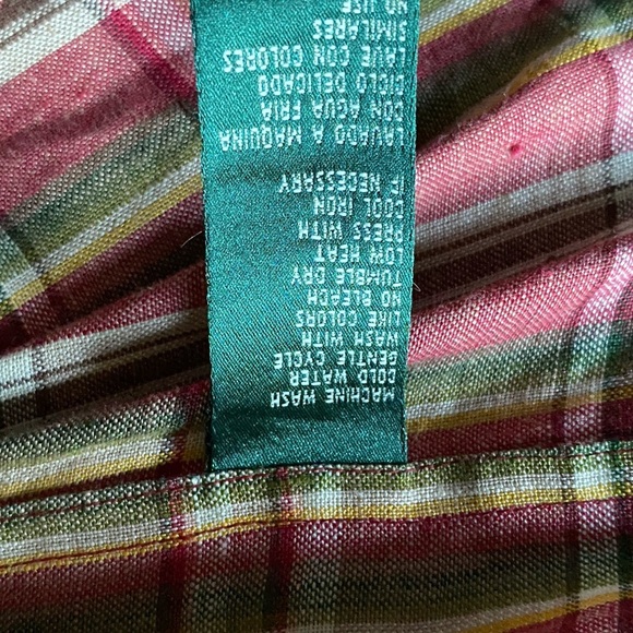 Lauren Ralph Lauren Linen Plaid Blouse Red and Green - Picture 10 of 12